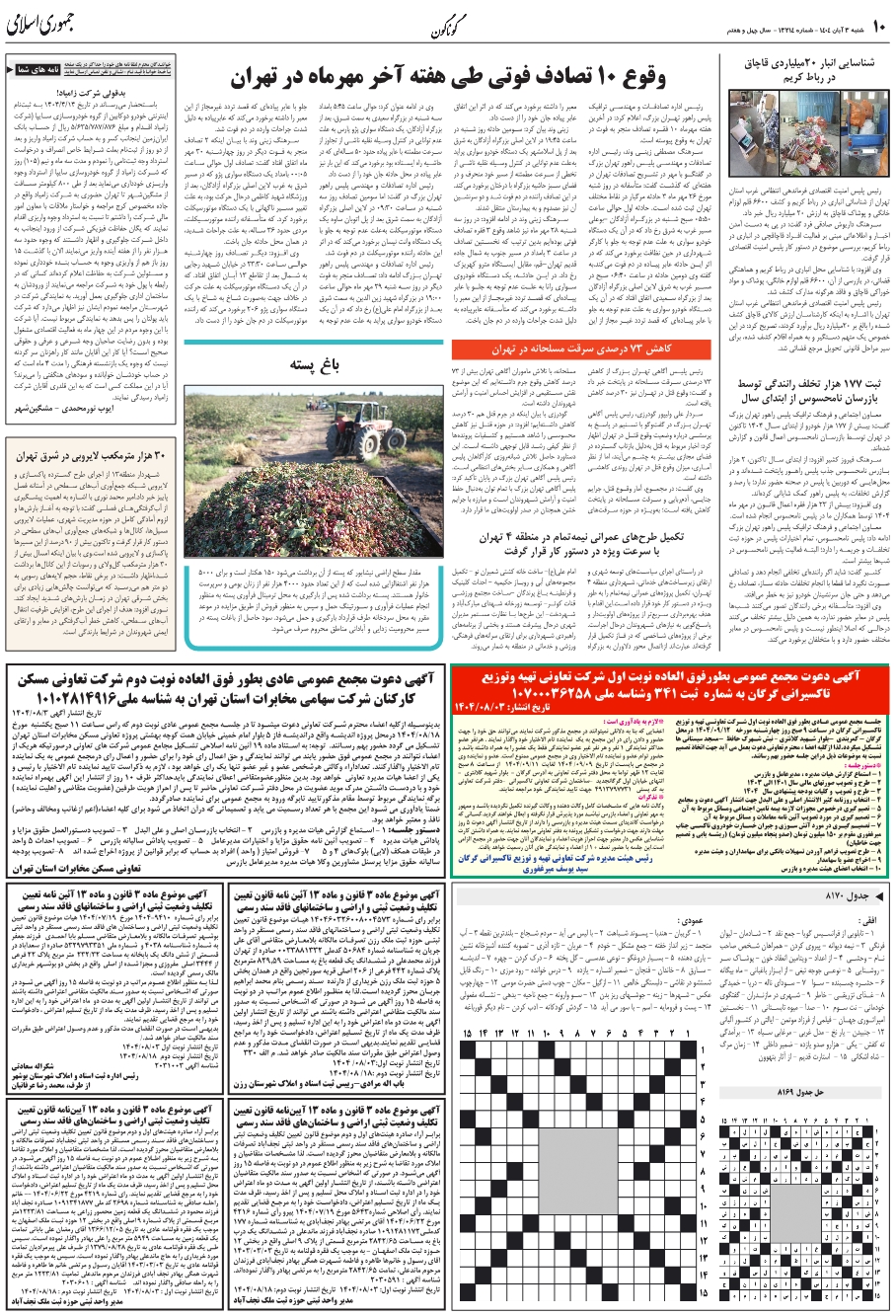 کاهش 73 درصدي سرقت مسلحانه در تهران